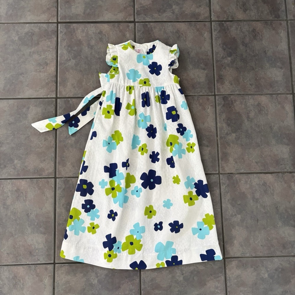 Vtg Nalii Honolulu White Girls Flower Maxi Dress Size 5